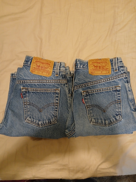 Levi's Denim - Levi's 517 Slim Fit 7 Juniors Boot Cut Jeans-Blue with Orange Stitching Vintage